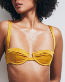 ADELE TOP IN SHINY LYCRA OCHRE