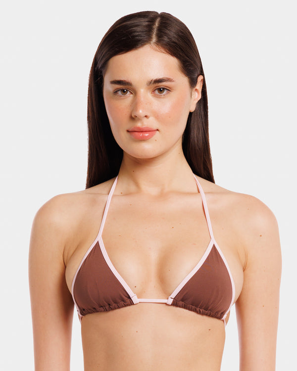 IRIS TOP BORDATO MARRONE